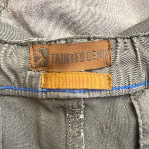 Tainted Denim Men Grey Stretch Pockets Elastic Tie Waist Joggers Jeans S… - Picture 6 of 8